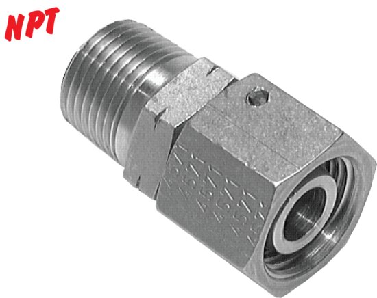 Exemplary representation: Adjustable screw-in fitting with pipe socket, metric, galvanised steel