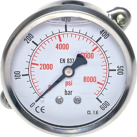 Exemplary representation: Glycerine built-in pressure gauge, triangular front ring