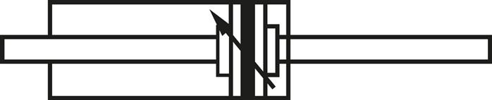 Schematic symbol: adjustable end position damping and continuous piston rod